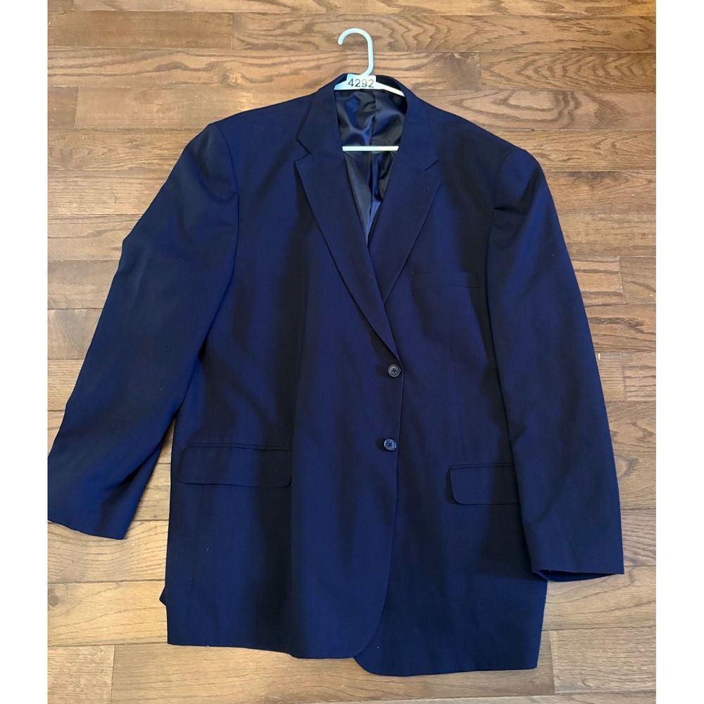 Bert Pulitzer Signature Collection Mens Navy Blue 100% Wool Blazer 52L 6011B